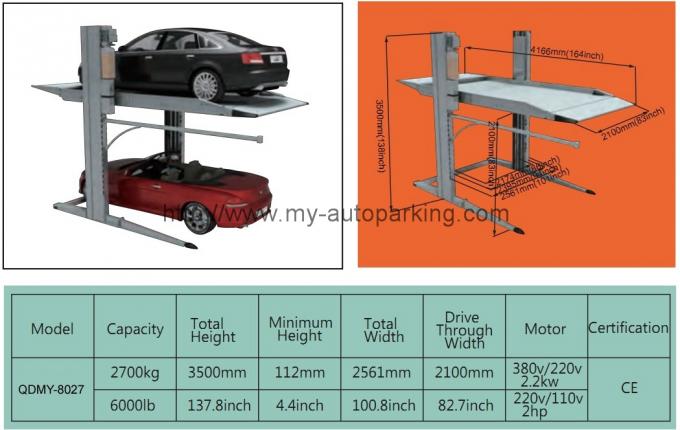 Two Post Parking Lift with Hydraulic and Chain Drive Mode for Sale