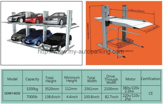 2.7t hydraulic parking Lift Two post parking lift 2 floors Parking System Vertical Stacker