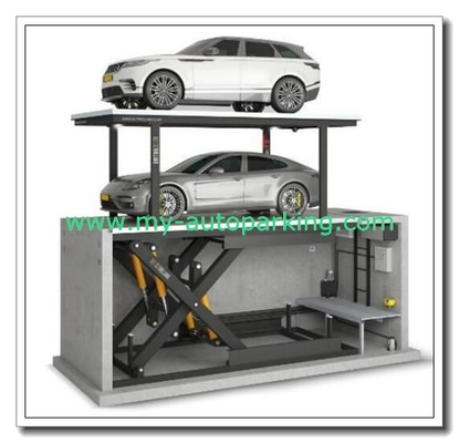 China Scissor Pit Design Parking Lift | Car Parking Lift Ramp | Car Storage | 4 Post Lift for 2 Cars supplier