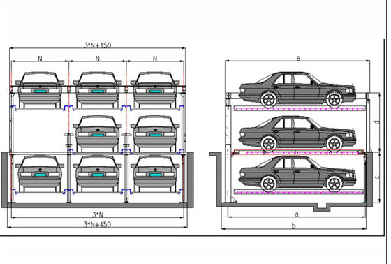 -1+2 (3 Levels) Residential Area Parking Lot Smart Card Pit Design Puzzle Parking System