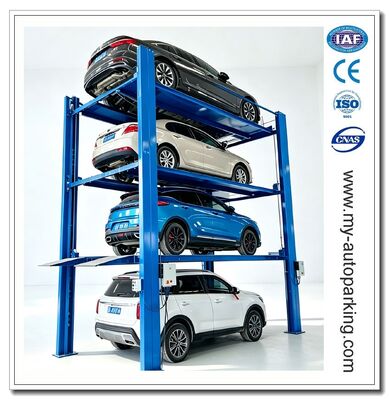 Safe Four Post Quadruple Parking Stacker Anti Fall Lock 4 Cars Vertical Storage Lift